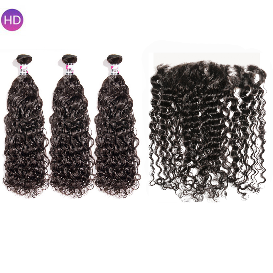 Virgin Water Wave Hair Bundles With 13X4 HD Lace & Transparent Lace